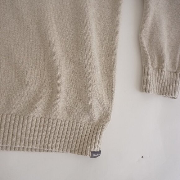 Vintage Eddie Bauer Beige Knit V-Neck Pullover Sweater L - Picture 6 of 9
